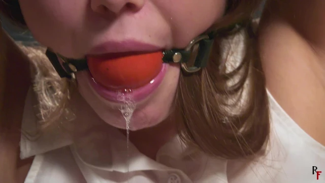 Leya Is Tied on a Chair and Drools Through Ballgag
