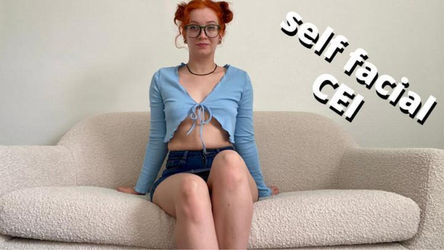 No Escape: Femdom CEI Self Facial For Scaredy-Cats