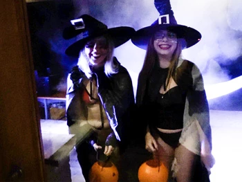 Surprise! Two Hot Witches Knock on the Door for Halloween, "Can We Come In?" the Gifts Are Given By Us ;)