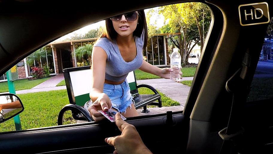 Bus Stop Babe Gets Laid and Paid
