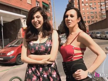 Two Brunettes Look for a Cock Around the Neighbourhood Hardworking Guys. Lina and Sheila, the Girl with a Dick ;)