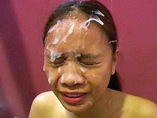 Huge Facial Cumshots Soaked a Tiny Asians Face and Hair