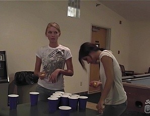 College Girl Private Hotel Party Strip Beer Pong Turns Into Pussy Licking