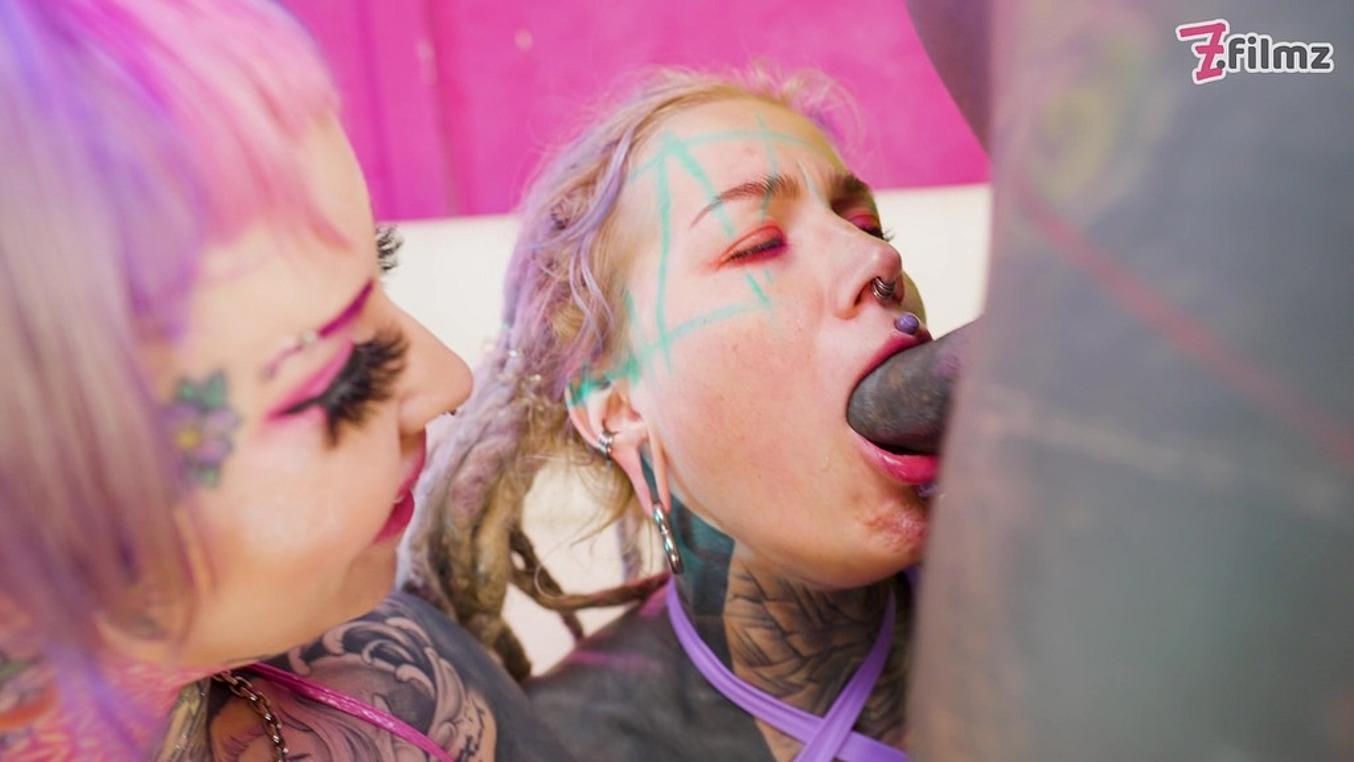 Extreme Tattoo Alt Pornstars Anal Fucked by a Tattooed Dick - ATM, Anal Gapes, Threesome, Sloppy BJ - Zf 249