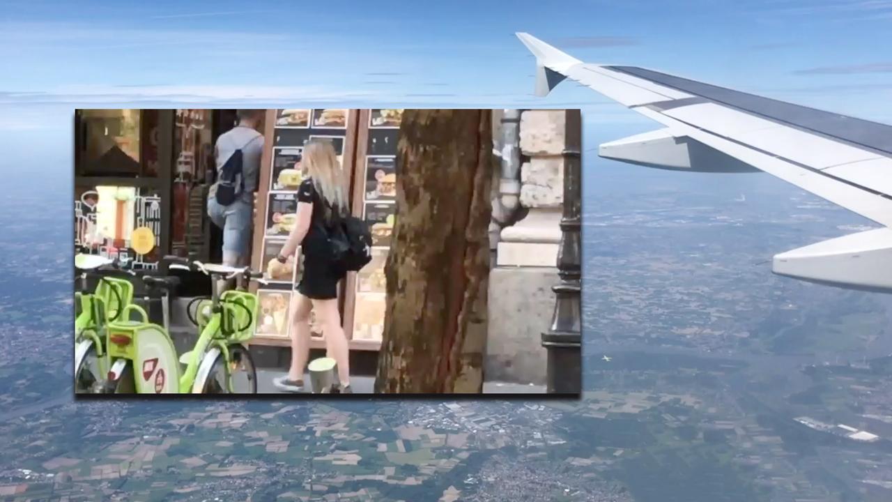 Hot Blonde Walking By After Budapest Landing