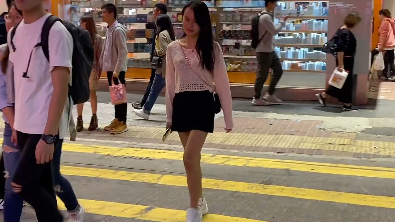 Cute Asian Girl in the Street Walking