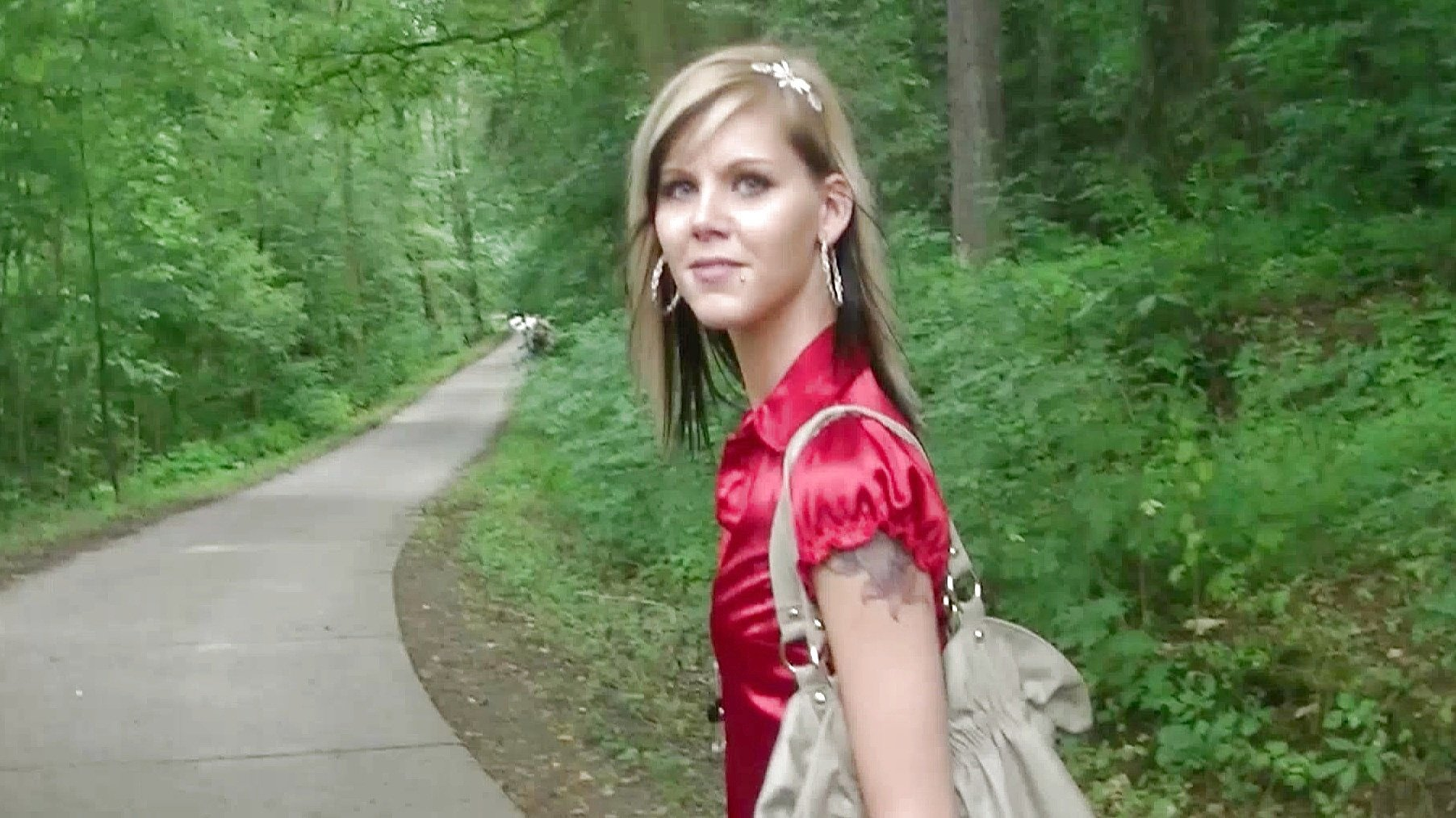 Blonde Eurobabe Does POV Blowjob in the Park