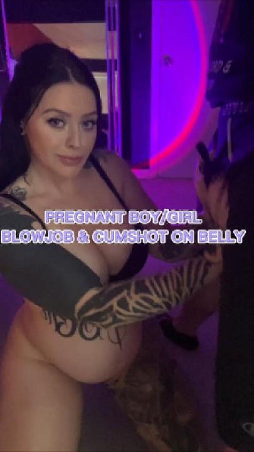 Pregnant Boy/Girl Blowjob With Cumshot On Belly