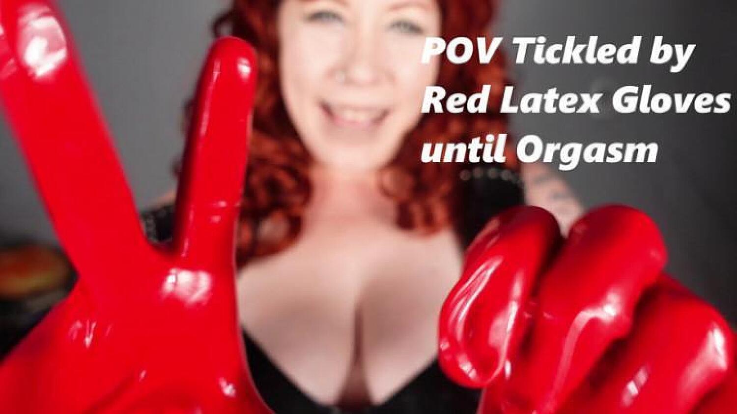 POV Tickled By Deanna In Red Latex Gloves Until Orgasm