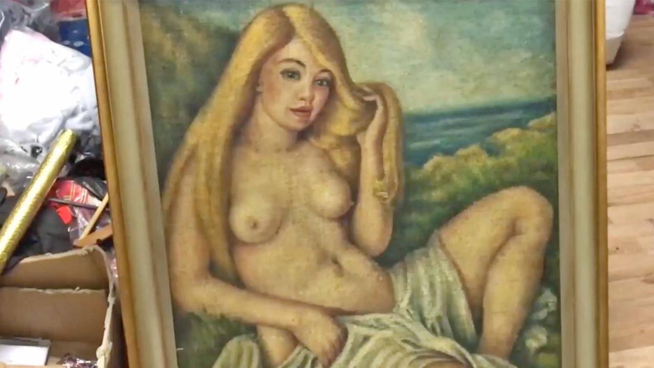 Topless Painting While Window Shopping
