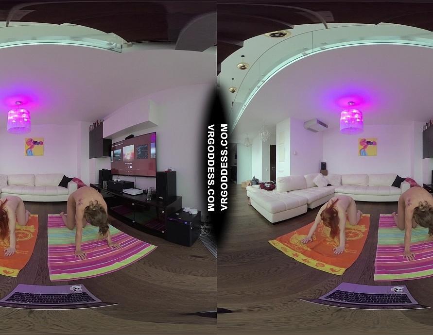 Tall Skinny Miss Pussycat and Shorty Ginger Spinner Rikki Naked Yoga Nameste