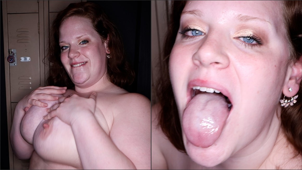 BBW with Huge Tits Swallows Cum