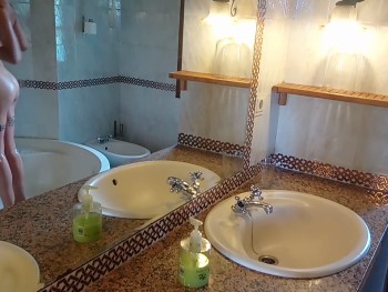 After Fucking a Grandpa, She Fucks a Rookie in the Shower
