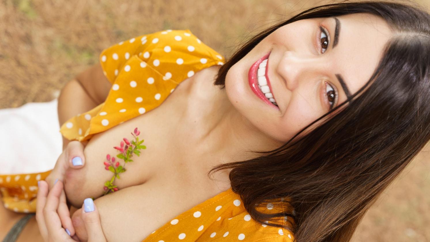Alice Outdoors in Polka Dot Dress