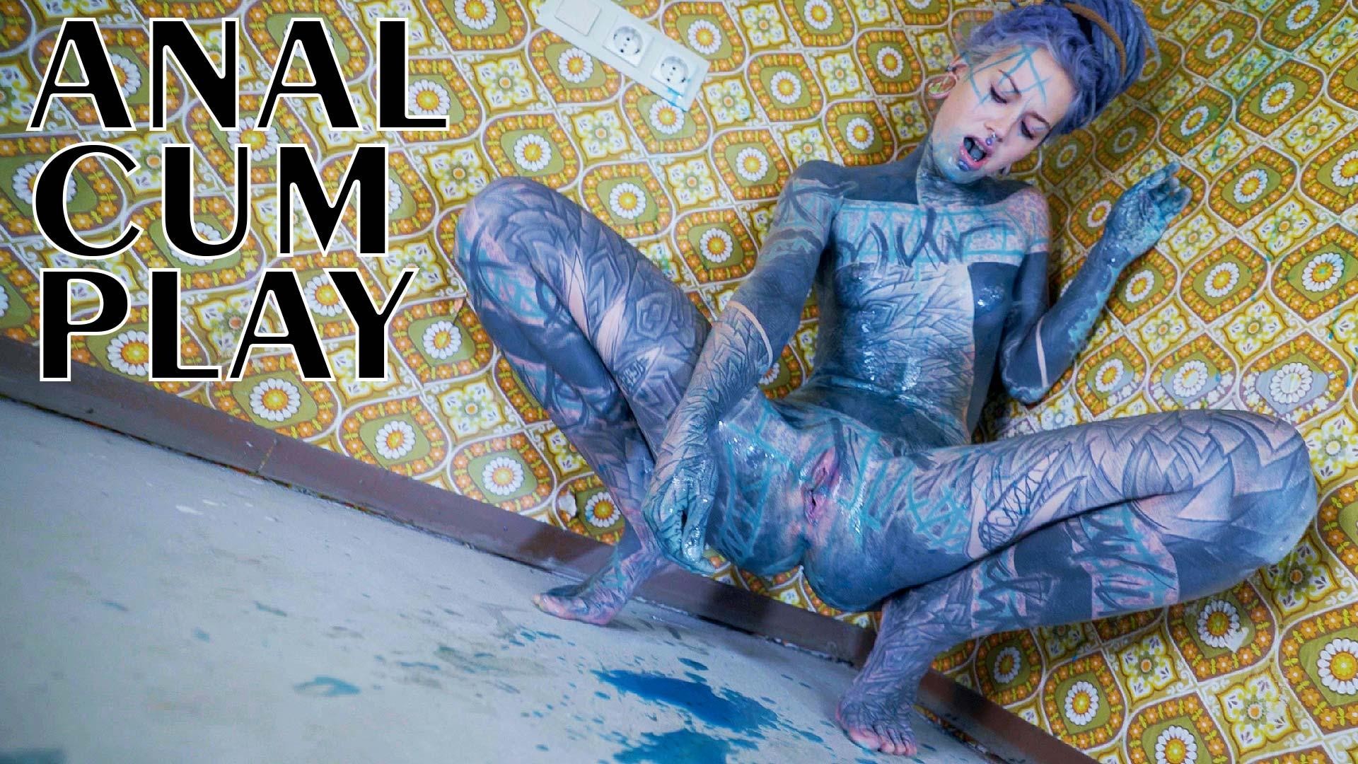 Alternative Tattoo Model Masturbating with Big Toy