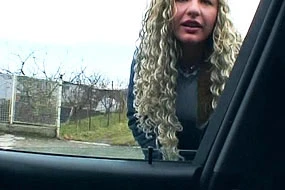 Curly Enjoys Dildo on Backseat
