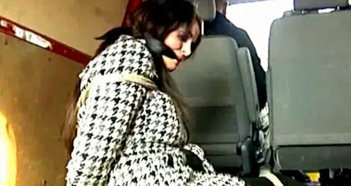Italian Woman Taking the Bus