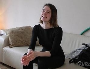 Adriana Makes Her First Time Video on the White Casting Couch Small Dildo Masturbation