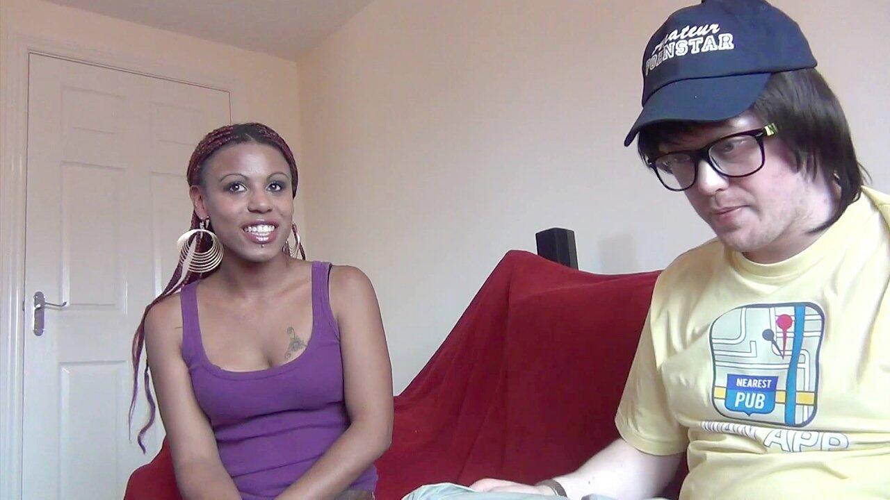 Black Red Head Gives a Nerdy White Dude a Blowjob and Gets a Facial