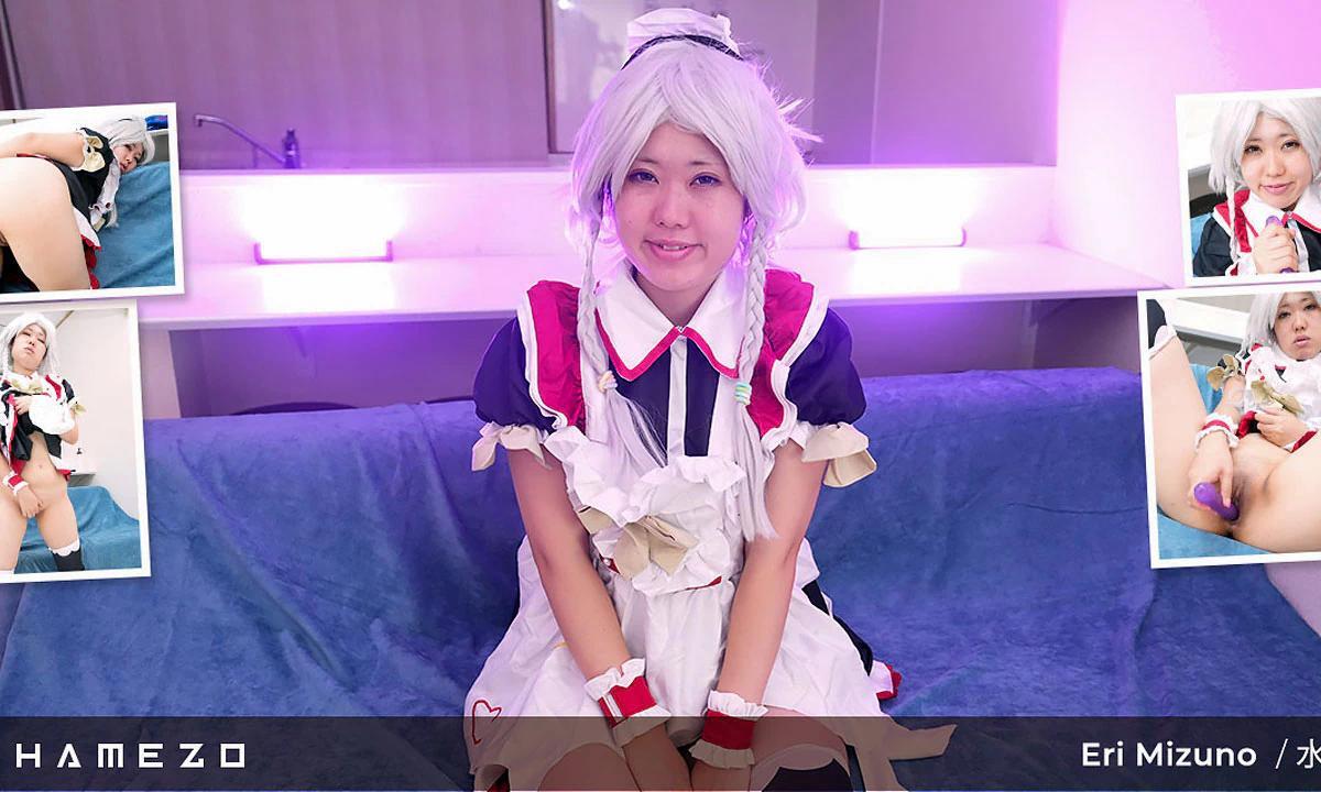 Anime Maid Eri Mizuno Destroys Her Pussy With A Long Dildo