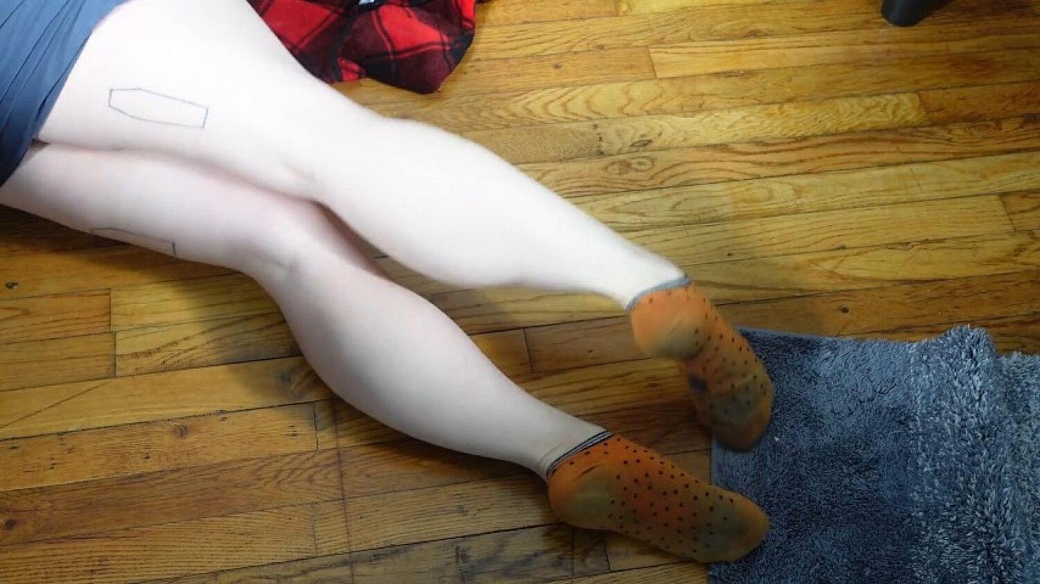 Muscular Calves Focused Stuck Under Couch Clip