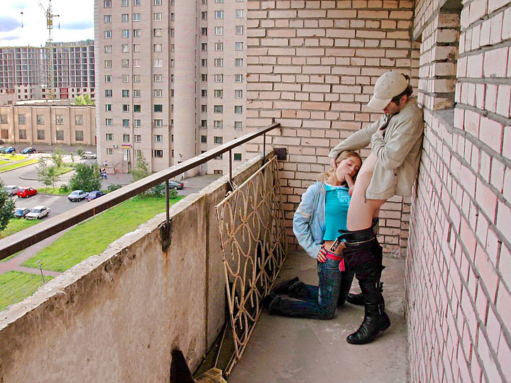 Public Blow Job on the Balcony
