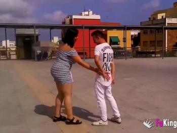 Nataly Goes to the Barcelona Streets to Hunt a Rookie, Take Him Home and Bang Him