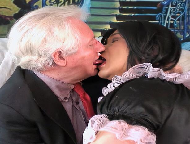 Older Guy and Crossdresser in a Maid Costume