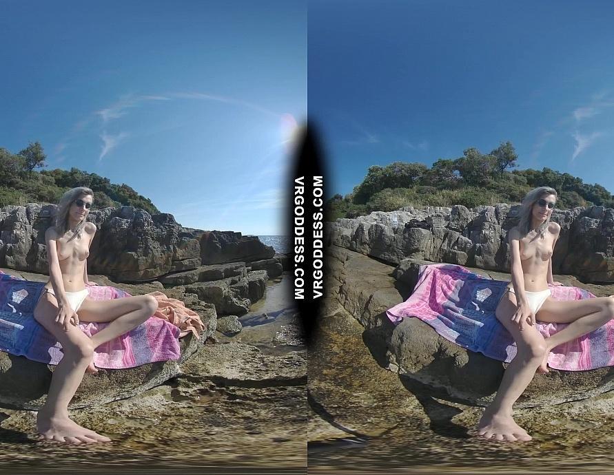 Poppy Nude Sunbathing on Vacation on Public Beach Masturbating with Hitachi Rfo