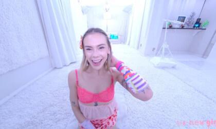 Super Hot Blonde Model, Playful, Strips In The Studio