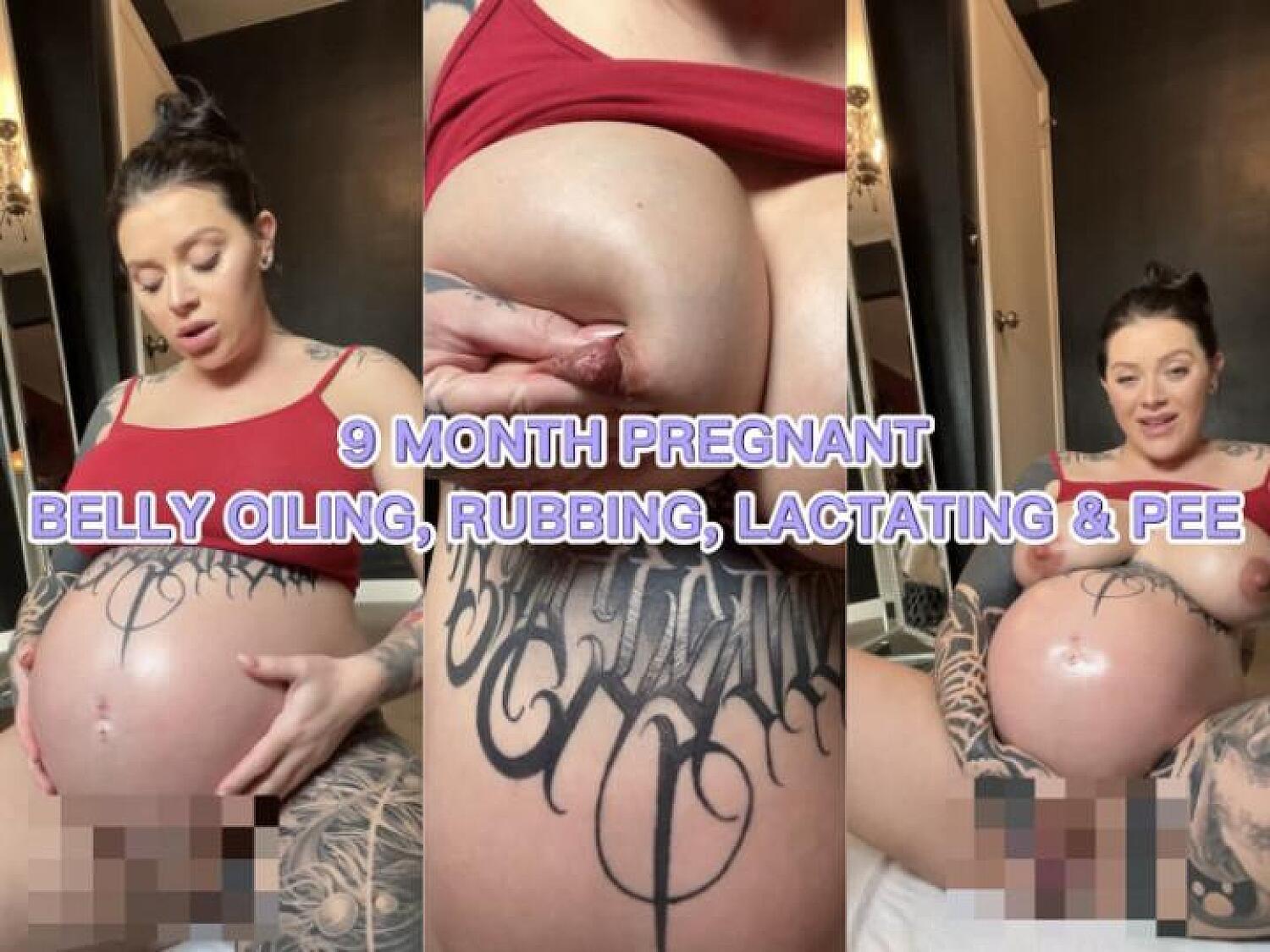 9 Month Pregnant Oiling, Lactating & Peeing