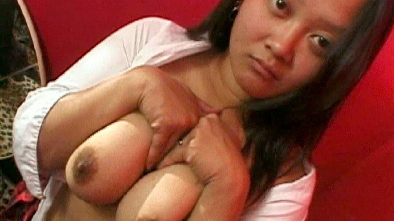 Asian Brunette Asiana Titty Fucks and Sucks Off Obese Man