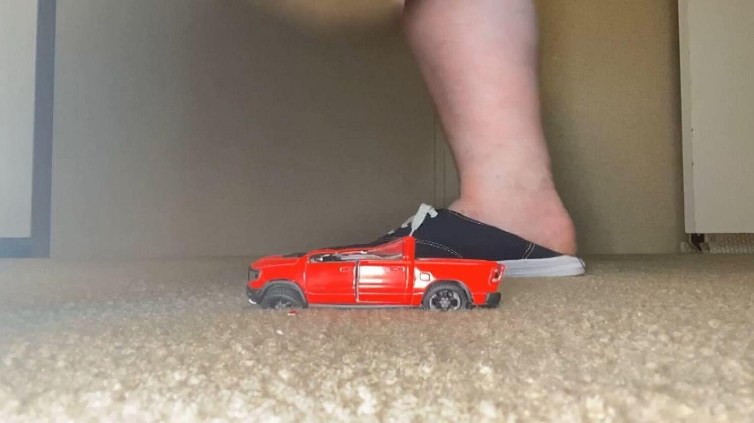 Giantess Toy Truck Crush In Ked Sneakers