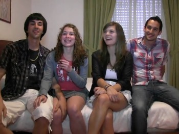 Two Couples and Neither of Them Are Older Than 20. They Make Their First Couples' Exchange