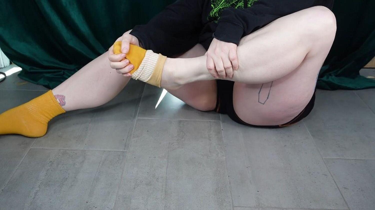 Spraining Ankle Trying To Do Yoga! In Yellow Ankle Socks