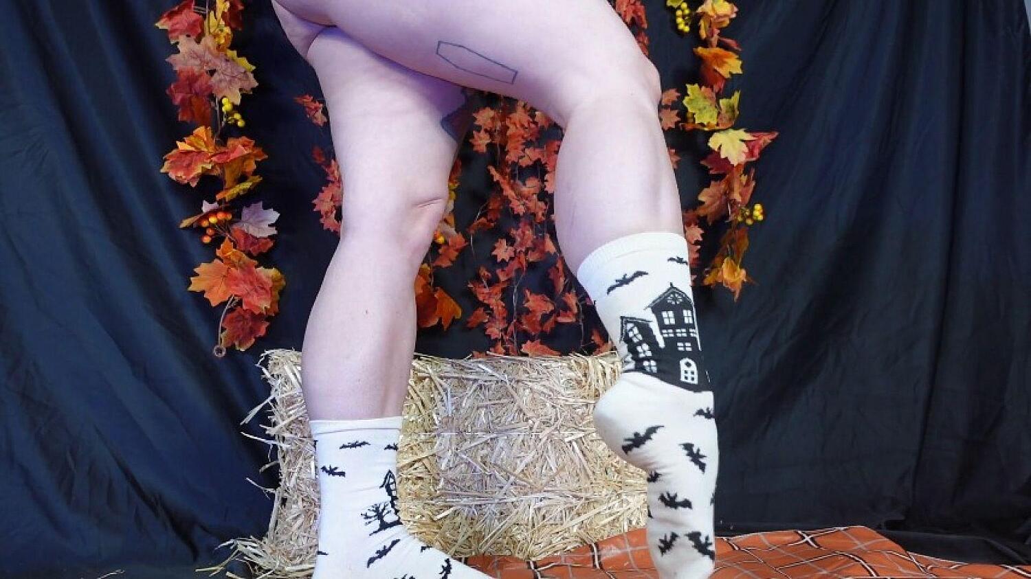 Calves In White And Black Haunted House Socks