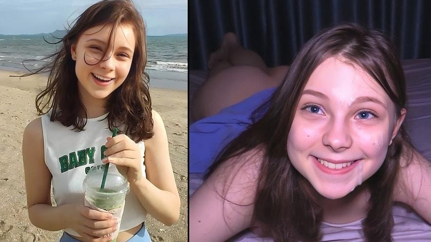 Hooking Up at the Beach - Cutie Makes Him Cum Three Times !