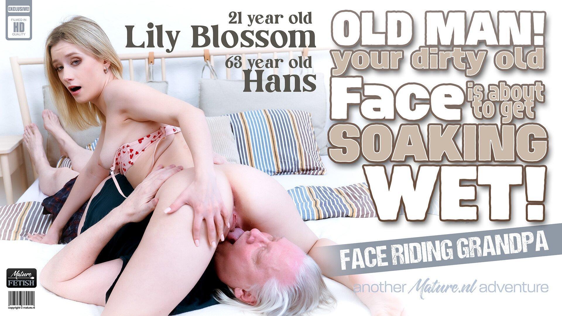 Dirty Old Grandpa Gets His Face Soaking Wet By THE21 Year Old Face Sitting Lily Blossom