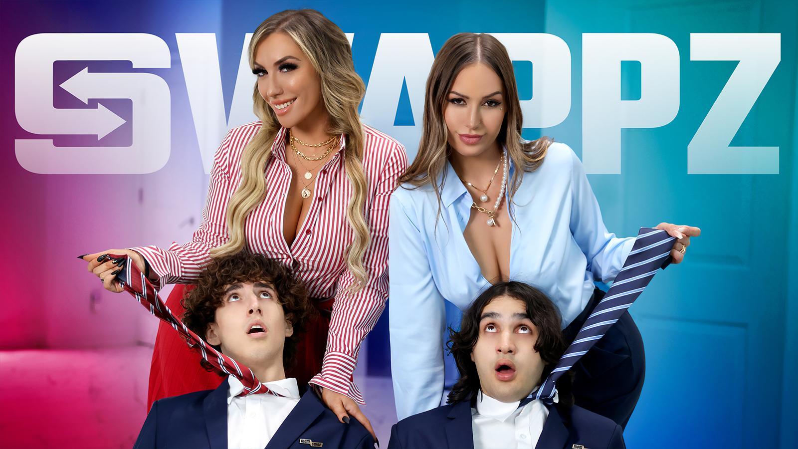 Desiree and Mia are so sad their good boys are leaving for boarding school for a year, but their dads are right, if they don't leave their moms for a while they'll never man up, they'll be virgins forever! Elias and Dylan don't want to go, they love their stepmoms more than anything in the world, and the thought of being away from them for such a long time sucks. But then, just as they're about to leave, Desiree has an idea... if the problem is their virginity, they'll take it themselves! Elias is shocked, and Dylan can't believe it. Desiree explains to her stepson Elias that he'll get to fuck Mia and that her stepson, Dylan, will fuck her. They're hesitant, but as soon as the naughty MILFS start rubbing their inexperienced cocks through their pants, they forget all about that! The slutty older women suck their cocks and make out with each other as they ride their faces, before riding their best friend's stepsons' fat cocks! Then they go doggy and the guys can't help but try their own stepmother's pussies! Now they're the hesitant ones, but as soon as they go in the rush is so high that they almost cum on the spot! They keep sharing the guys in every position imaginable until they cum all over their faces like the good boys they are!