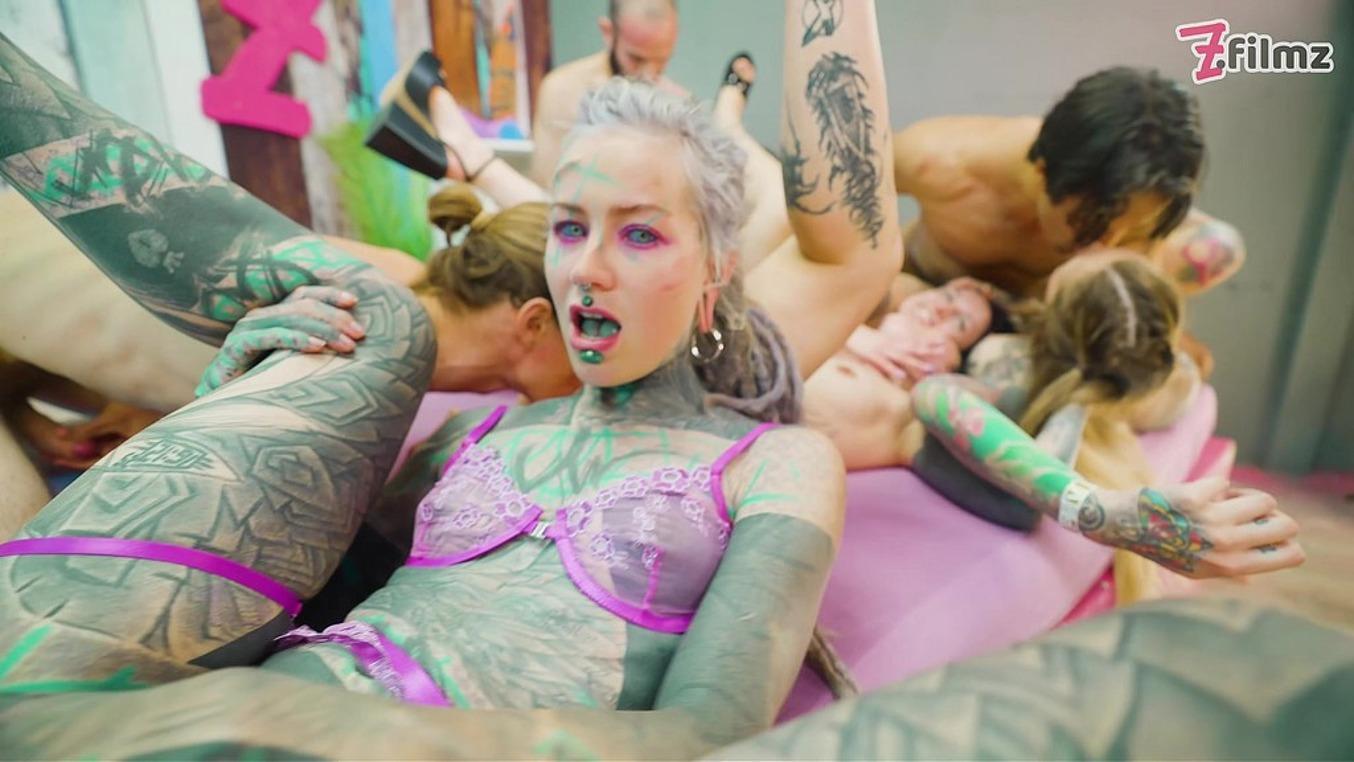 Tattooed Orgy Madness - Massive Anal DP, Gapes & Cum Overload