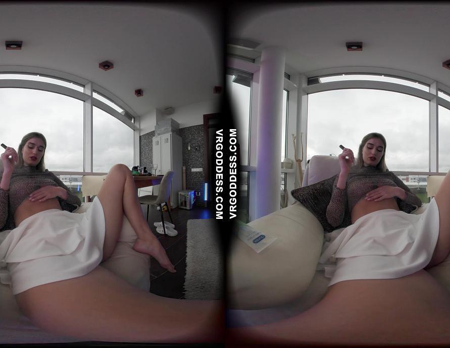 Mary Moon Fucks Herself With A Big Rubber Dildo On A White Chair