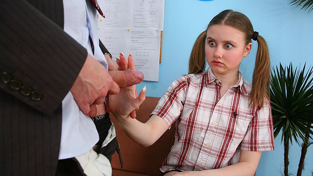 Teen Babe Sucks Teachers Cock To Better Grade And Fucks Him Good