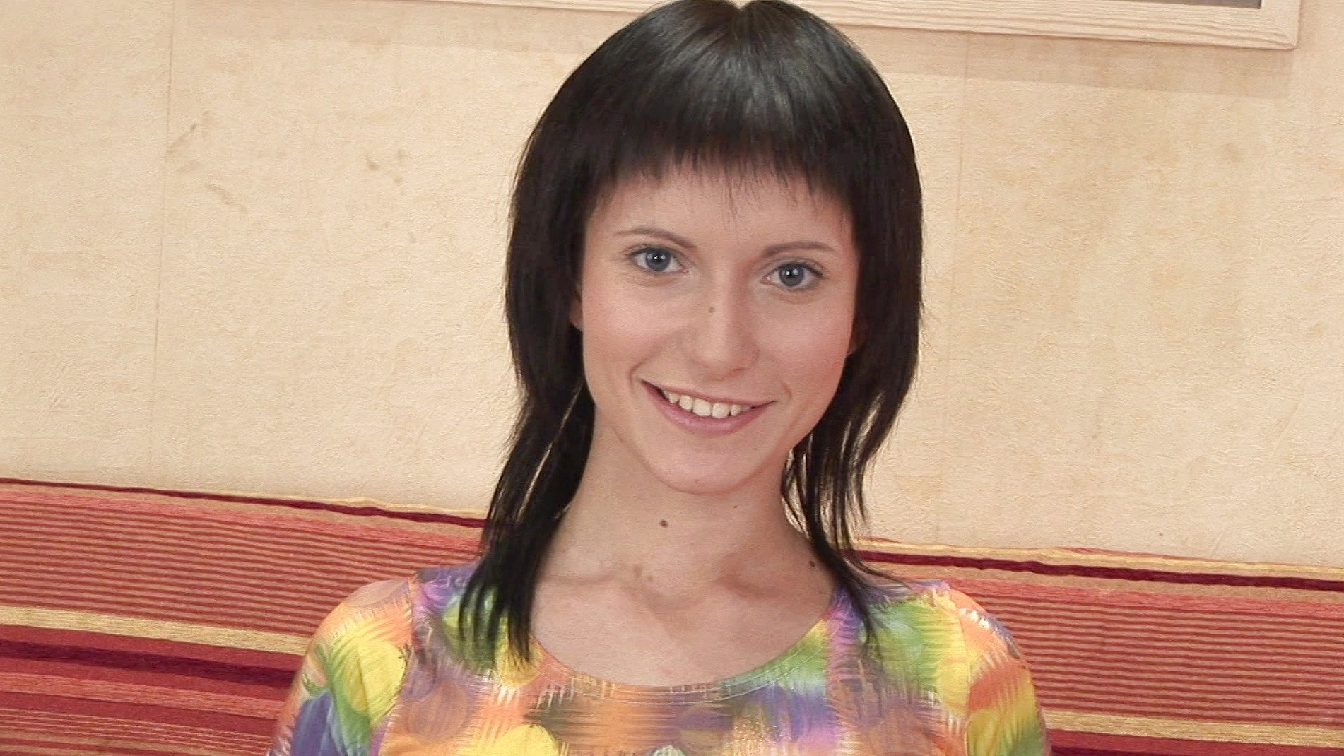 Full on Threesome Action As New to Porn Brunette Sucks and Fucks Two Dicks