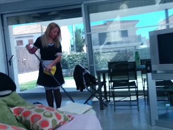 Special Service with Angie, a Cleaning Maid. Brutal Busting!