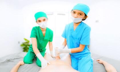 2 Student Nurses Jerk You Off - Semen Extraction
