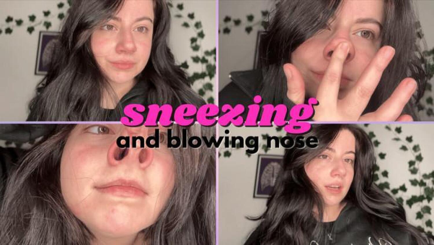 Sneezing Girl And Blowing Nose