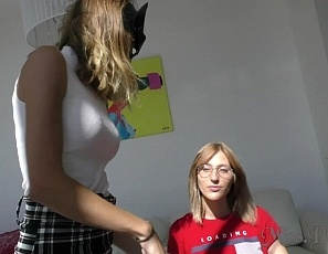 Alex and Miss Pussycat Striptease Dildo Play