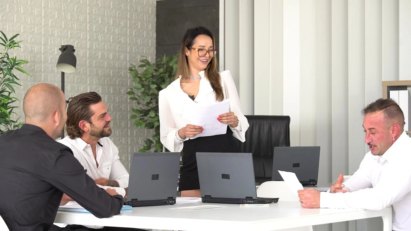 Sexy Petite Spaniard Francys Belle Seals Business Deal with Office Room DP Gp 2271
