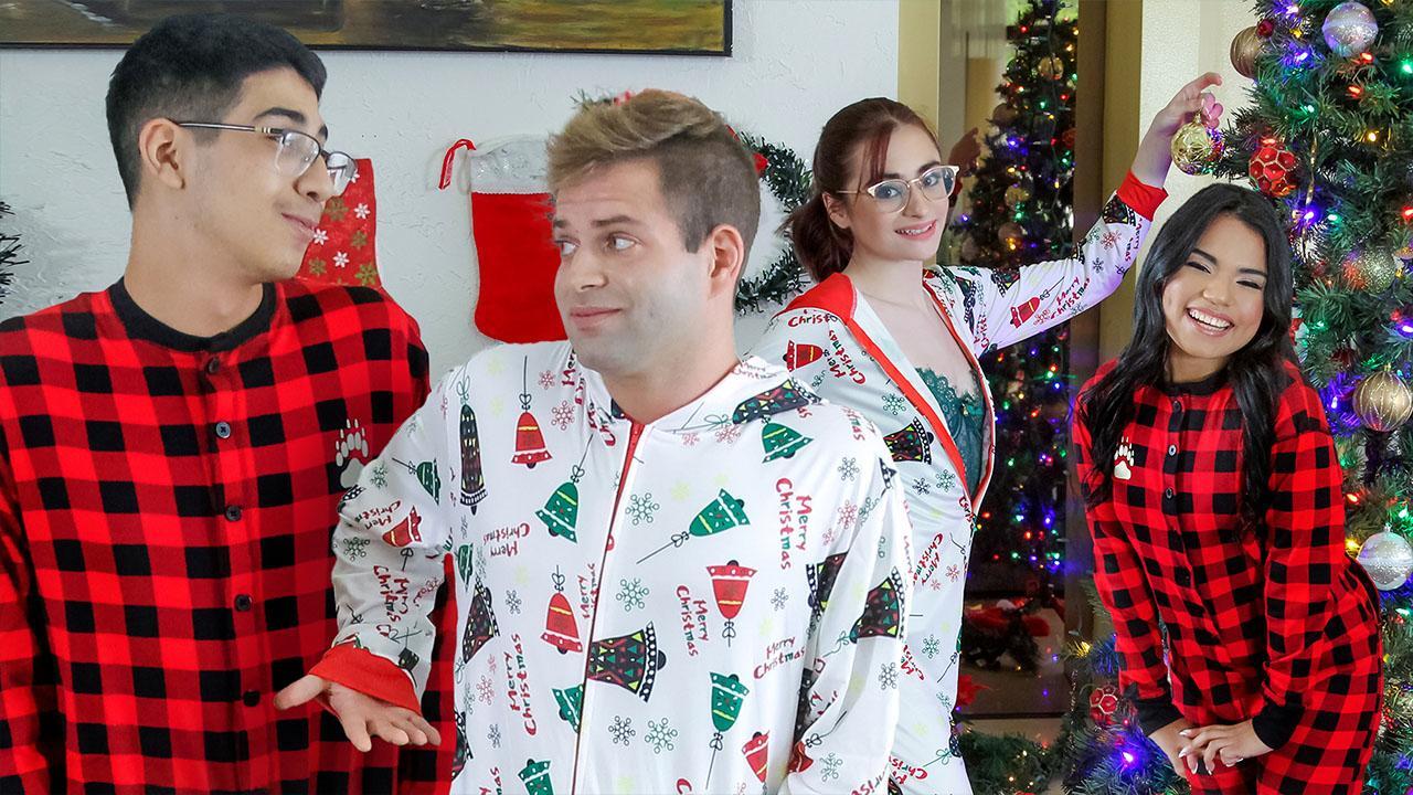 It’s Christmas, and everyone is feeling ultra horny. Diego Perez and Nicky Rebel have a plan to fuck their stepsisters, Reese Robbins and Summer Col. The girls are prudes at first, but when they think about how hot it could be, their attitude changes big time—this is easily the best Christmas ever once everyone starts fucking!