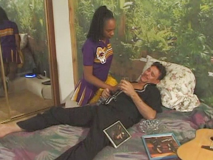 Role Playing Cheerleader Has Her Pierced Tongue Cum on